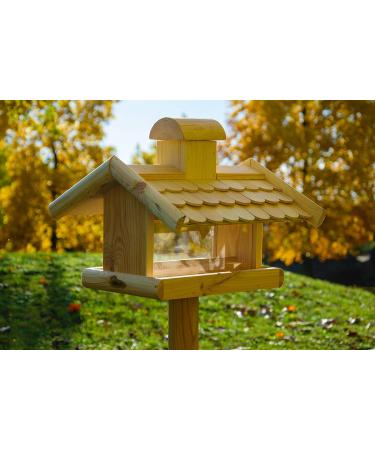 Dobar 21277E Large Bird Feeder Solid Wood Bird House with Shingle Roof Premium Bird Feeding Station for Container Montage 38x38x30 cm - Buy Online on GoSupps.com