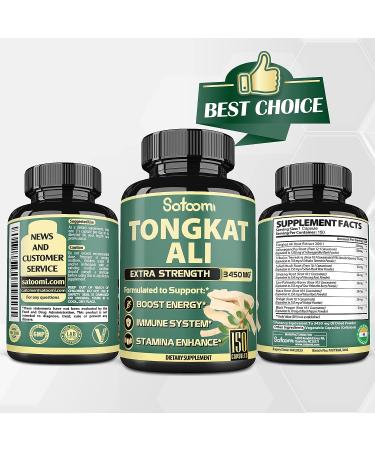 Satoomi Tongkat Ali for Men 3450mg - High Potency Extract with Ashwagandha & Tribulus Terrestris - 5 Months Supply - Boost Strength & Energy - 150 Capsules - Buy Online on GoSupps.com