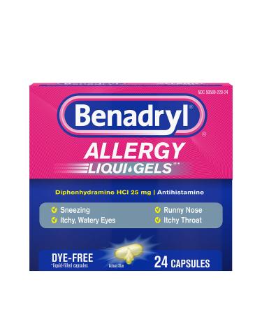 Benadryl Allergy Dye-Free 25 mg Liqui-Gels 24 ea (Pack of 3)