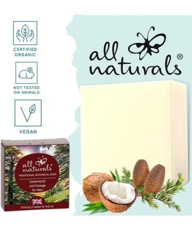 Men's All Naturals Cedarwood Soap Bar | 100% Organic with Coconut Oil & Cocoa Butter | Hand, Face, Body | Aromatherapy Essential Oils | 100g - Buy Online on GoSupps.com
