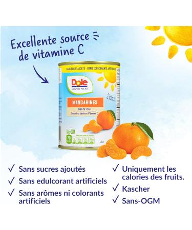 Dole Canned Fruit Mandarin Oranges in Water Non-GMO No Sugar Added & No Artificial Sweeteners 540 ml 12 Count Mandarin Oranges 540ml - Buy Online on GoSupps.com