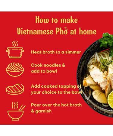 Authentic Chicken Pho Bone Broth | Slow-Simmered 12-Hour Vietnamese Recipe | 100% Natural Ingredients | No MSG/Preservatives | Gluten/Nut/Sesame Free | 6 x 500ml (makes 12 bowls) | 26 Cals per Portion Chicken Pho 500 ml (Pack of 6) - Buy Online on GoSupps.com