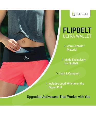 FlipBelt Ultra Wallet  Zippered Running Wallet with Safety Whistle  Exercise Wallet  Black Heather  USA Company - Buy Online on GoSupps.com