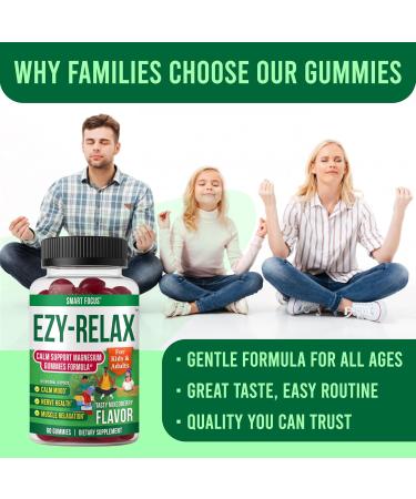Ezy-Relax Magnesium Citrate Gummies for Kids, Teens & Adults, for Calm Relaxation & Daily Balance Chewable Magnesium Supplement - Vegan, Non-GMO 30 Day Supply - Buy Online on GoSupps.com