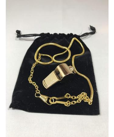 Professional 21-inch Gold Plated Whistle and Chain Bundle with Button Hook | Includes Black Velvet Pouch - Buy Online on GoSupps.com
