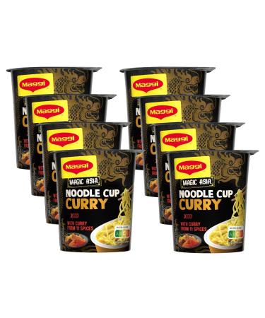 Maggi Magi Magic Asia Nudel Cup Curry delicious ready dish instant noodle aromatic-picant refined with vegetables 8 Pack (8x63g) curry single - Buy Online on GoSupps.com