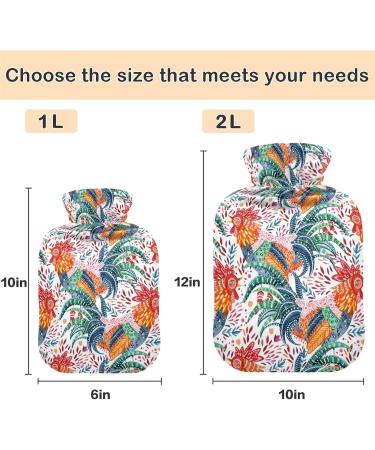 Naanle Ethnic Hot Water Bottle with Cover - 1L | Transparent Heat Therapy for Back Pain Relief Hand & Feet Comfort Neck Warmer - Buy Online on GoSupps.com