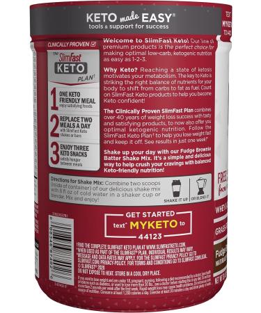 SlimFast Keto Meal Replacement Powder - Fudge Brownie Batter, Low Carb with Whey & Collagen Protein, 10 Servings (Pack of 1) - Buy Online on GoSupps.com