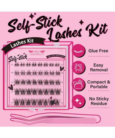 Self Adhesive Eyelashes 40pcs - Reusable No Glue Lash Clusters - Jasmine D-8-16mix - Buy Online on GoSupps.com