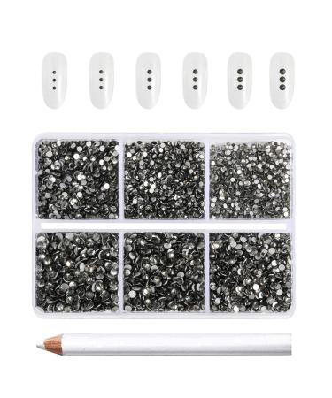 Beadsland 7200PCs flatback rhinestones clear street stones nail gemstones round crystal rhinestones for handicrafts mixed 6 sizes with wax pencil kit ss3-SS10 anthracite black diamond