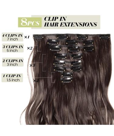 S-noilite 17 Full-Head Clip-In Wavy Hair Extensions - Dark Brown Dip Dye | 8pcs 43cm Long Hair Extensions - Buy Online on GoSupps.com