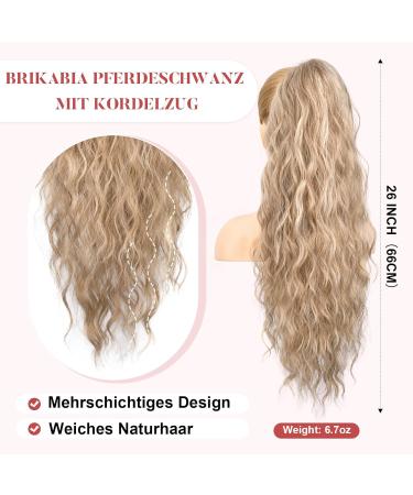 Brikabia 66cm Ponytail Extension | Beach Wavy Clip-In Braid | Natural Middle Blonde with Highlights - Perfect for Women - Buy Online on GoSupps.com