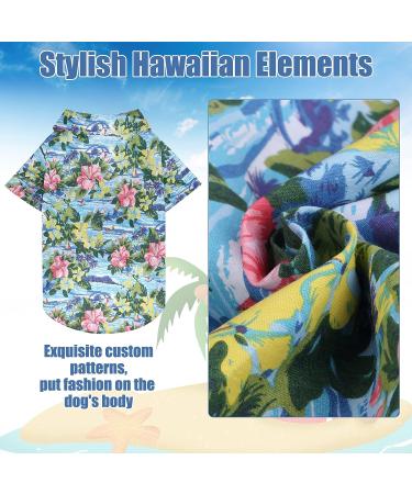 EXPAWLORER Dog Hawaiian Shirt - Breathable Cotton Polo T-Shirt for Small Dogs - Floral & Sea Island Pattern Summer Clothes - Buy Online on GoSupps.com