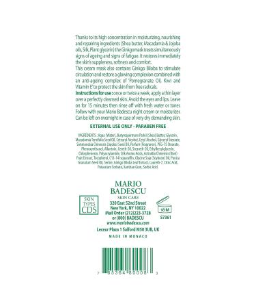 Mario Badescu Ginkgo Mask - Hydrating Facial Mask for Men & Women | Nourishing Shea Butter & Vitamin E for Radiant Skin (2.5 Oz - Buy Online on GoSupps.com