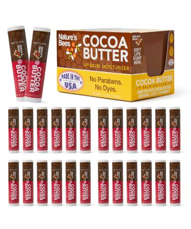 Nature's Bees Cocoa Butter Lip Balm Shea Butter Flavor Hydrating Lip Care for Dry Lips Made in the USA with Coconut Oil Beeswax Vitamin E & Aloe 0.15 oz Each 24 Pack - Packaging May Vary Shea Butter 24 Pack