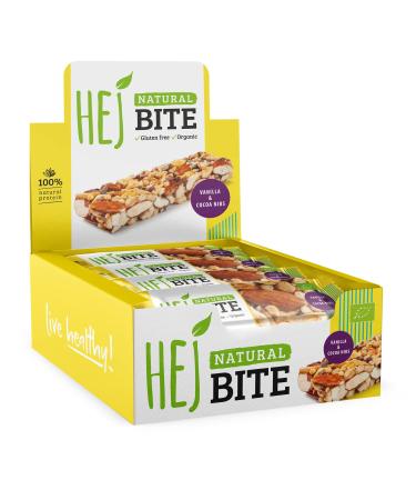 HEJ Bite | Vegan Nut Bar Snack | Vanilla & Cocoa Nibs - 12 x 40 g Vanilla & Cocoa Nibs 12 pieces (1 pack)