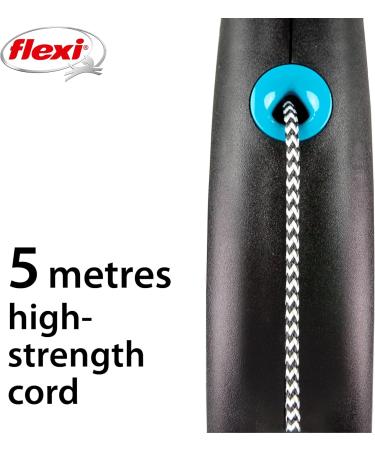 Flexi Black Design Cord Blue Small 5m Retractable Dog Leash for Dogs up to 12kg/26lbs - Buy Online on GoSupps.com