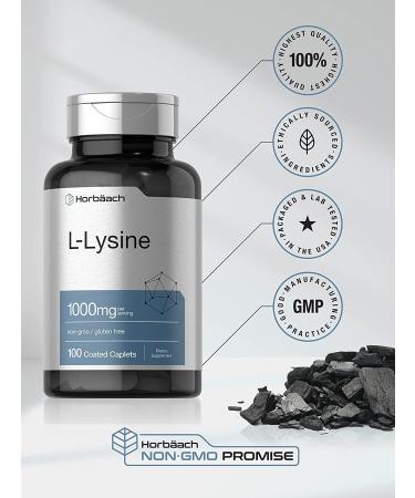 L-Lysine 1000mg 100 Caplets | Vegetarian Non-GMO Gluten Free | Horbaach - Buy Online on GoSupps.com
