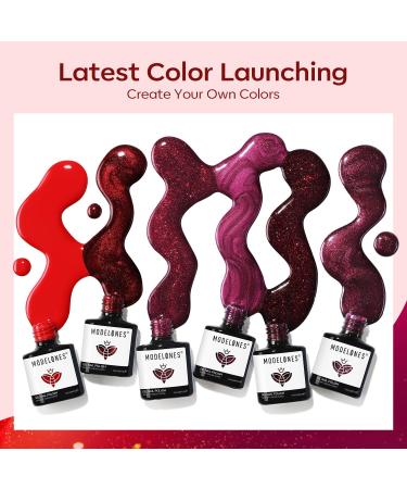 Modelones Gel Nail Polish Set 6 Colors Red Glitter Gel Polish Burgundy 9D Cat Eye Gel Nail Polish with Magnet Chameleon Shimmer Magnetic Gel Polish Set Nail Art DIY Salon Home for Women - Buy Online on GoSupps.com