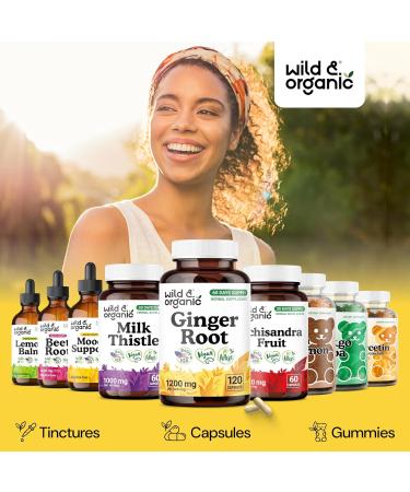 Wild & Organic Ginger Root Capsules 1200 mg - Immune & Digestive Support - Ginger Root Supplement - Zingiber Officinale Powder - 60 Days of Supply - Vegan No Fillers Non-GMO - 120 Count 120 Count (Pack of 1) - Buy Online on GoSupps.com