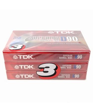 TDK D90 High Output 90 Minute IECI/Type I Cassette Tapes, Set of (3)
