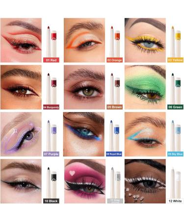 Eye Liner Pencils Set | 12 Colors Long Lasting Eyeliner for Women | Retractable 12-Hour Wear Smudge-Proof Waterproof Perfect Cat Eye Liner Makeup Jiahua - Buy Online on GoSupps.com