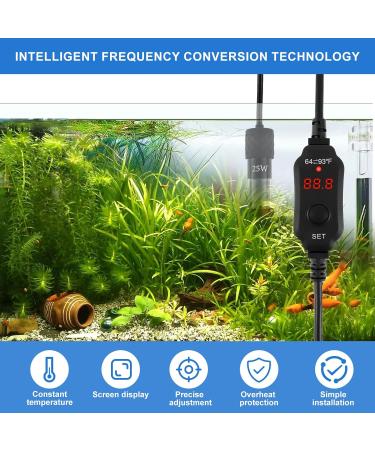 25W Aquarium Heater Fish Tank Water Heater w/Digital Display External Temperature Controller Auto Power-Off Thermostat Heating Rod Over-Temperature Water Shortage Protect for 1-5Gallon Tank-US Plug 25w- Us Fahrenheit - Buy Online on GoSupps.com