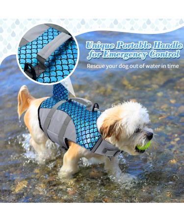 Adjustable Dog Swimming Vest - Rescue Jacket for XL Dogs | Shark Safety Lifesaver | Summer Swim Training | Blue - Buy Online on GoSupps.com