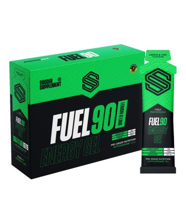 Fuel90 Energy Gel - Quick Release Preworkout Energy Gel with a Dual Carbohydrate Source for Quicker Absorption by Soccer Supplement Lemon & Lime - 12x 70g gels Informed Sport Tested Lemon and Lime