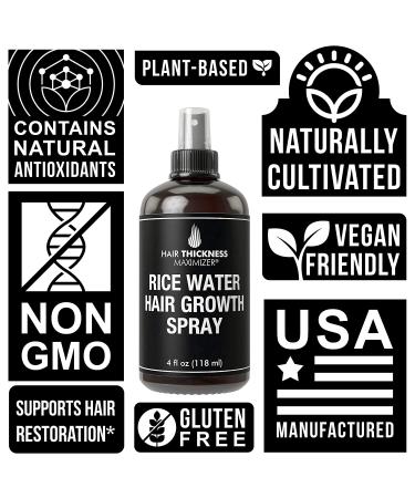 Vegan Rice Water Hair Growth Spray with Vitamin B, C, Aloe Vera - For Men and Women. Hydrating Volume Boost, Leave-In Mist for Dry, Frizzy Hair - Unscented - Buy Online on GoSupps.com