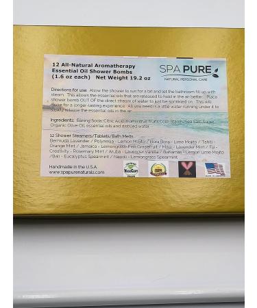 Spa Pure Aromatherapy Shower Bombs | Destination Shower Steamers | 12 Count All Natural Tablets for Men and Women | Rejuvenating New Scents | Bath Melts | 20.0oz Pack - Buy Online on GoSupps.com