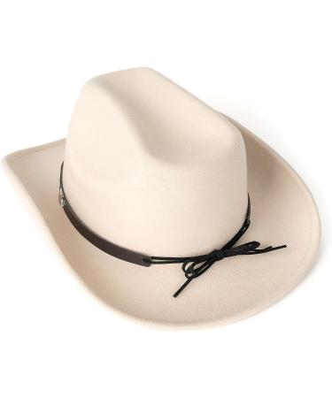 Western Cowboy Cowgirl Hat | Lisianthus Outdoor Felt Wide Brim | Beige | Medium - Buy Online on GoSupps.com