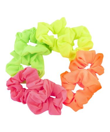 Framendino  8 Pack Neon Color Solid Hair Scrunchies Elastic Hair Ties Chiffon Hair Bands Hair Scrunchy Bobbles Girls Scrunchies Ponytail for Women Girls Hair Accessories Orange 8 Count (Pack of 1) Orange & Pink & Yellow ...