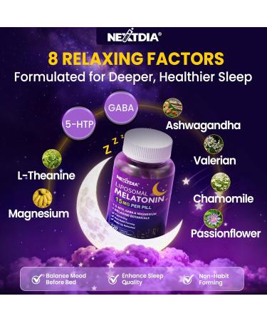 Liposomal Time Release Melatonin + Magnesium Sleep Supplement Natural Calm Sleep Aids for Adults 15mg 30mg Melatonin Extended Release Pills w/ GABA 5-HTP Ashwagandha & L-Theanine 120 Softgels - Buy Online on GoSupps.com