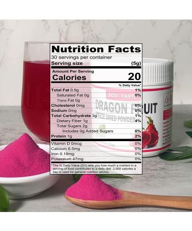 Dragon Fruit Powder 5.3 oz (150g) - Pure Freeze Dried Pitaya Powder - Pack of 1 - Buy Online on GoSupps.com