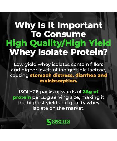 Species Nutrition Isolyze Whey Protein Powder - 100% Whey Isolate Protein for Muscle Building - 27.5g Protein Per Scoop - No Sugar & Low Fat - Cinnamon Donut Flavor - 44 Servings - Buy Online on GoSupps.com
