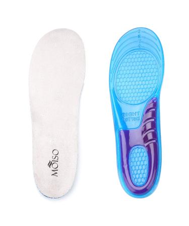 Moiso gel insole comfort massage insoles with orthopedic support of the arch for walking and running insoles for men and women blue
