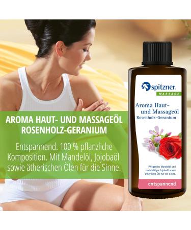 Buy Spitzner Aroma Skin & Massage Oil - Rosewood Geranium (190 ml) | Relaxing Jojoba & Almond Oil Blend Preservative-Free - Buy Online on GoSupps.com