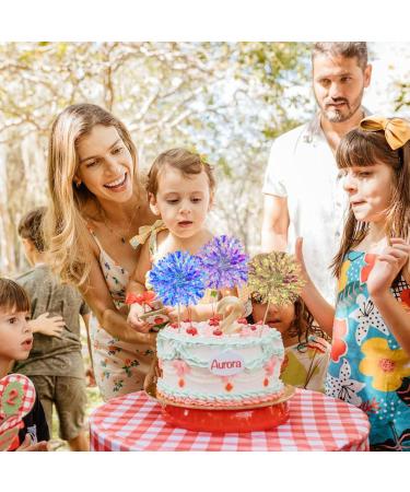 BlingABC 30Pack Foil Firework Cake Toppers 6 Colors Sparkle Tinsel Cupcake Topper Cocktail Picks Decoration for Birthday Wedding Ceremony Party Supplies - Buy Online on GoSupps.com