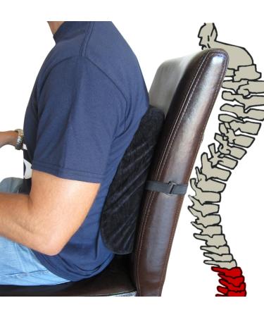 Lumbar Support Cushion (Memory Foam) for Lower Back Pain Relief - Ideal for Office Car Travel | Scoliosis Pregnancy Sciatica Fibromyalgia | Black - Buy Online on GoSupps.com