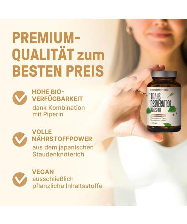 Buy Trans Resveratrol 500mg - Vegan High-Dose Capsules with Japanese Knotweed Extract - 60 Additive-Free Sirtuin Powder Capsules - Buy Online on GoSupps.com