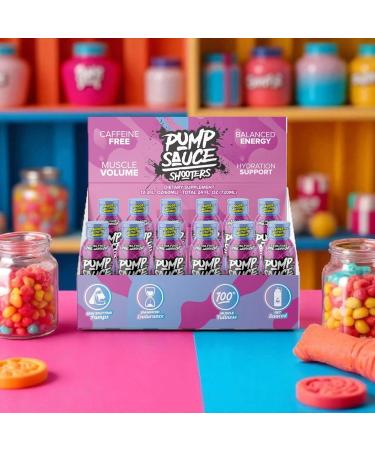 Pump Sauce Shooters Gummy Worms- 2oz Bottles (Pack of 12) - Pre Workout No Caffeine Full Spectrum Liquid Gluten Free Vegan Zero Sugar - Buy Online on GoSupps.com
