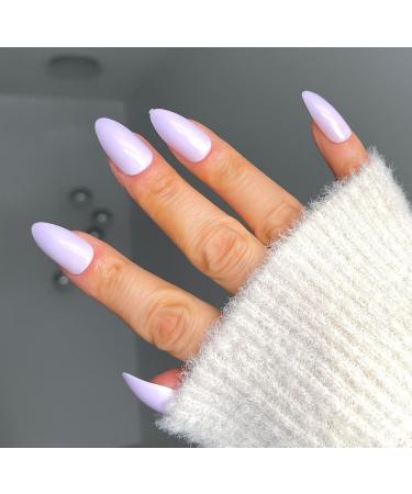 TEN NAILS 24pcs Stiletto False Nails Almond Fake Nails Acrylic Long Tips 12 Sizes with Glue (Lilac) - Buy Online on GoSupps.com