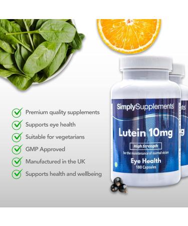 Lutein 10mg 360 Capsules - Vegan Friendly 1-Year Supply - SimplySupplements - Boost Eye Health & Vision - Buy Online on GoSupps.com