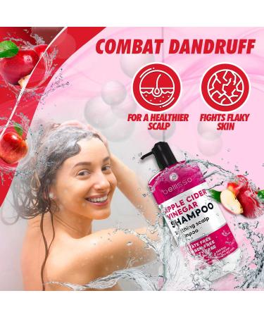BELLISSO Apple Cider Vinegar Shampoo - Sulfate and Paraben Free Anti Dandruff Treatment for Women and Men - Deeply Moisturizing Formula for Dry Scalp and Oily Hair - Buy Online on GoSupps.com