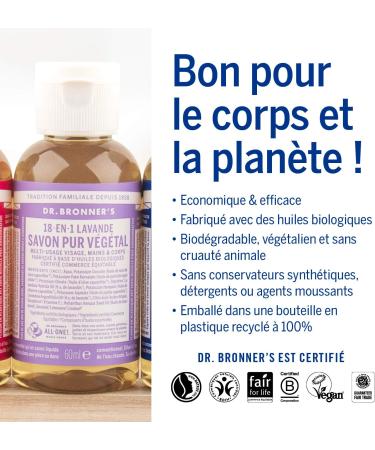  Dr. Bronner's Dr Bronner's Lavender Liquid Soap 60ml - Buy Online on GoSupps.com