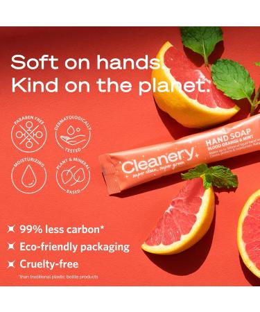 Cleanery Moisturizing Hand Soap Refill Powder Concentrate 4 Pack 10 fl oz Refill Blood Orange & Mint - Buy Online on GoSupps.com