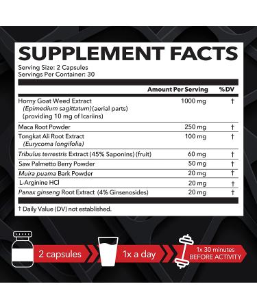 Havasu Nutrition Horny Goat Weed with Ginseng & Maca Root - Boost Energy & Libido - 60 Capsules - Buy Online on GoSupps.com