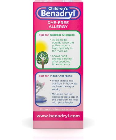 Children's Benadryl Antihistamine Allergy Relief Liquid - Dye-Free, Bubble Gum Flavored - 4 Oz - Buy Online on GoSupps.com