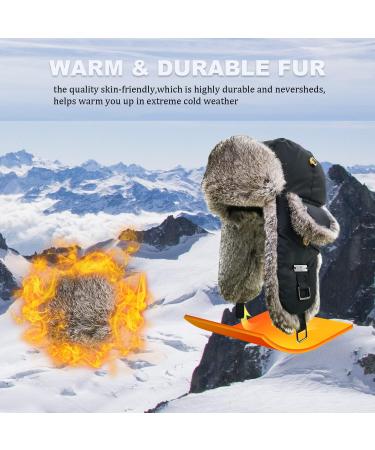 100% Rabbit Fur Winter Trapper Hat in Grey for Men & Women - Medium-Large - Buy Online on GoSupps.com
